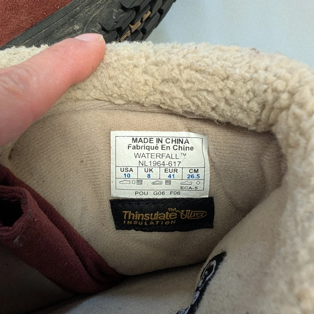Sorel Waterproof Burgundy Suede Winter Boots Size 10
